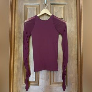 Free People intimately long sleeved top with sheer mesh sleeves